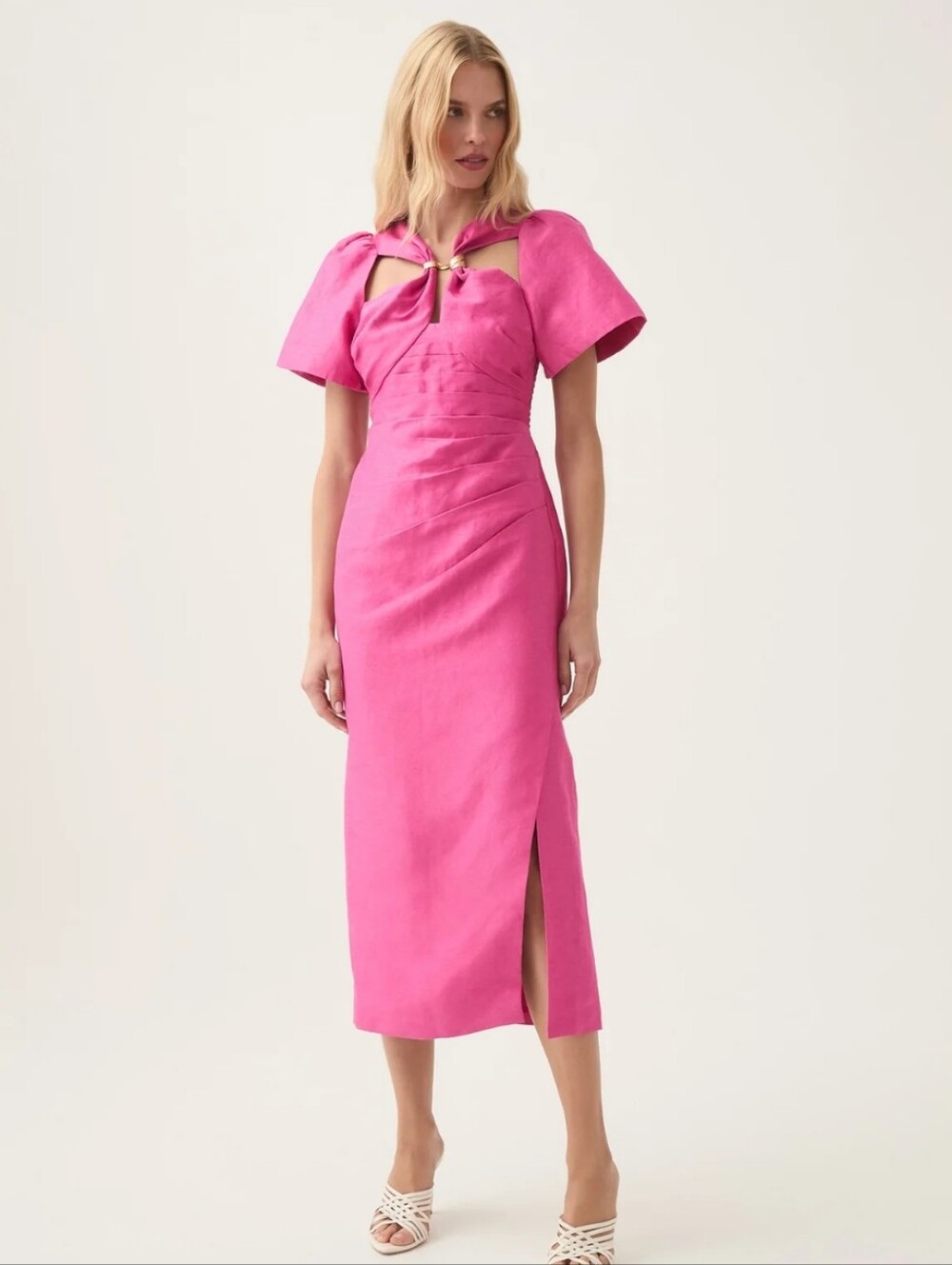 Aje Linen Midi Party Cocktail Dress Size AUS 8 US 4 To 6